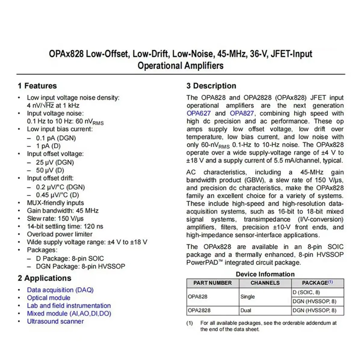 T35C Upgrade TI OPA828 Dual Single Op Amp Low-Offset Low-Drift Low-Noise Operational Amplifiers Op Amp A