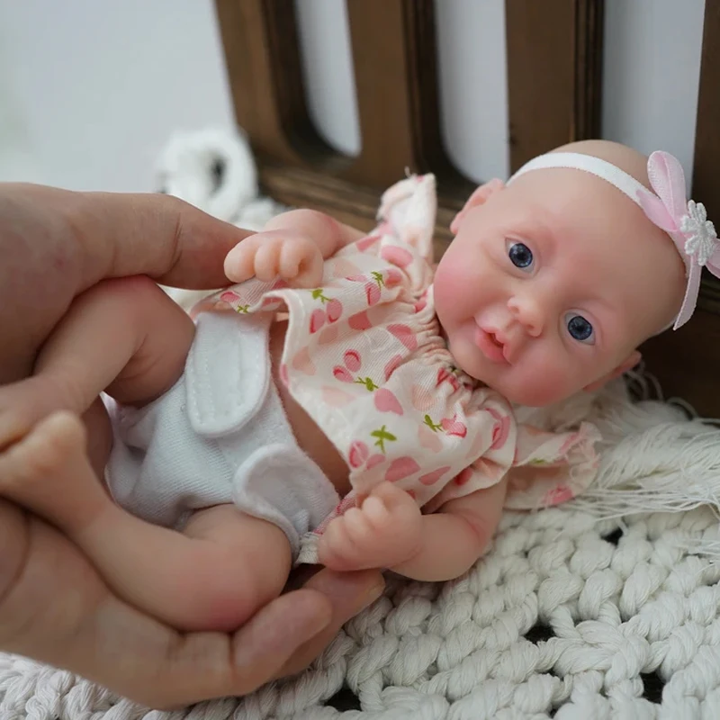 Miaio 7 بوصة نابض بالحياة سيليكون تولد من جديد دمية طفل صغيرة Preemie فتاة لينة الملمس لعبة مريحة لتخفيف التوتر