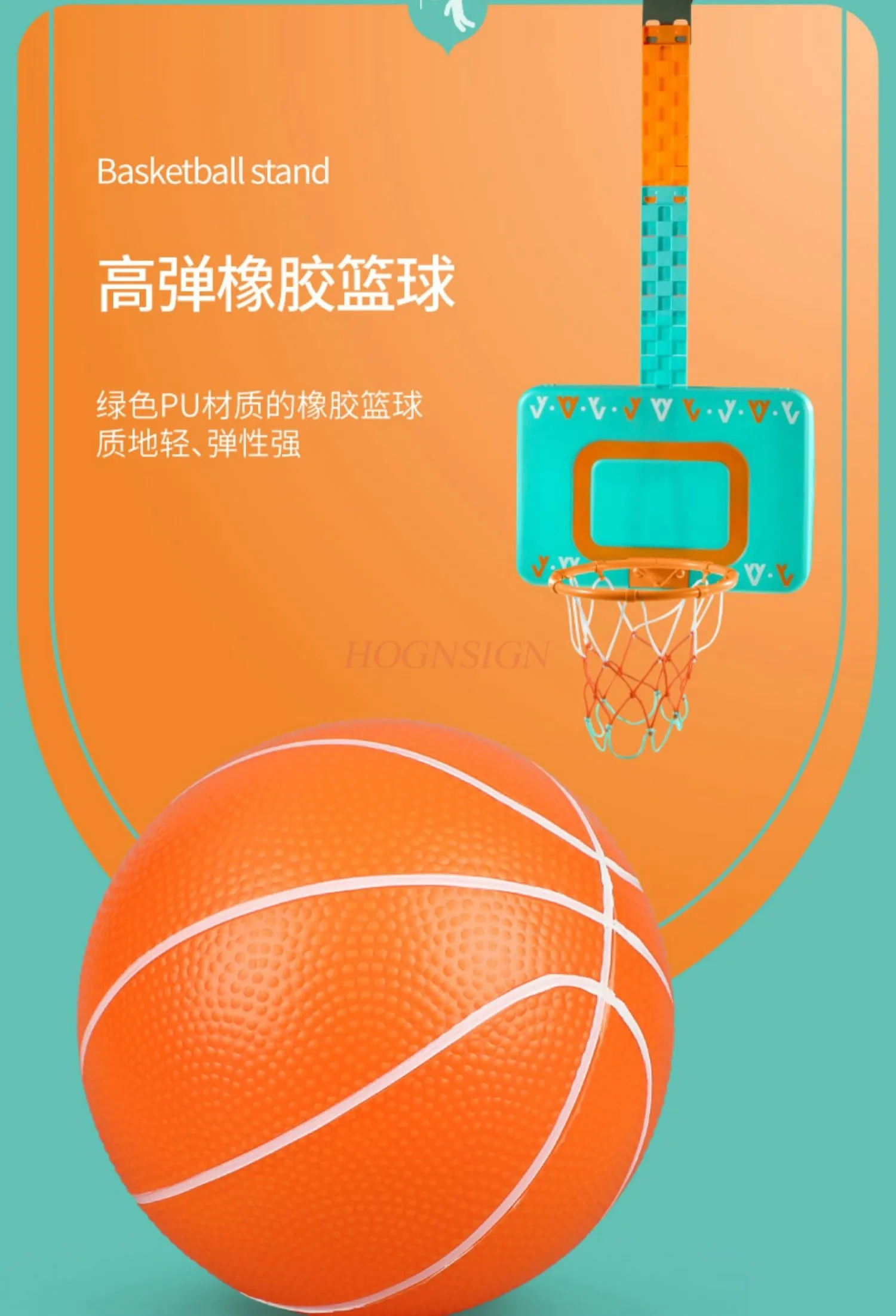 Kinderponsvrij en verstelbaar hangend basketbalrek voor binnen, huishoudelijk schietframe, wandhangend basketbal