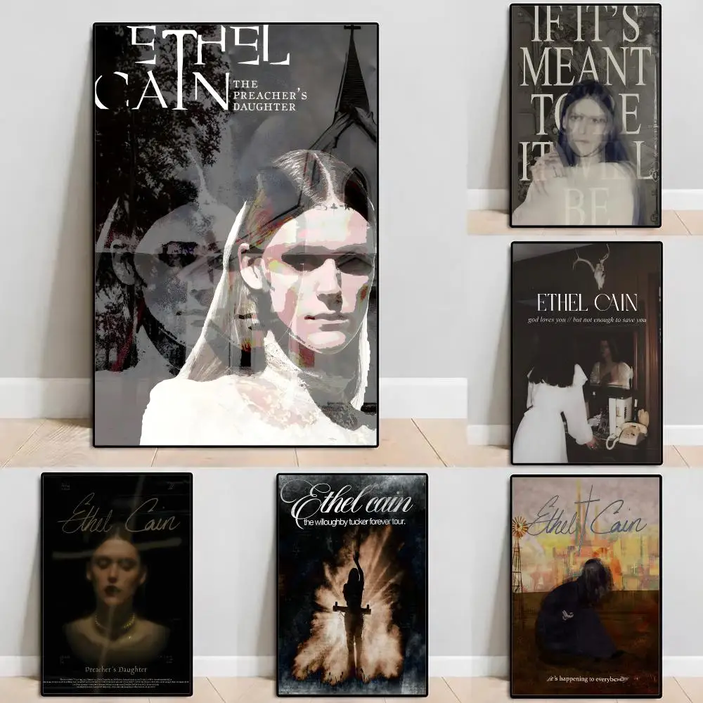Singer Ethel Cain Poster Self‑Adhesive Waterproof PP Poster Coffee House Bar Wall Art Sticker Room Home Decor