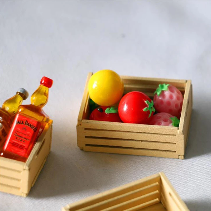 1PC Dollhouse Miniature Wooden Frame 1/12 Mini Simulation Storage Decor Ornament Model Toys Doll House Accessories-Toy