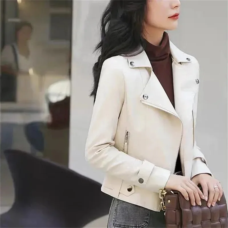 高品質 Pu レザーコート女性春秋の新 2025 Haining ジャケットスリムファッション女性オーバーウェアオートバイオーバーコート潮
