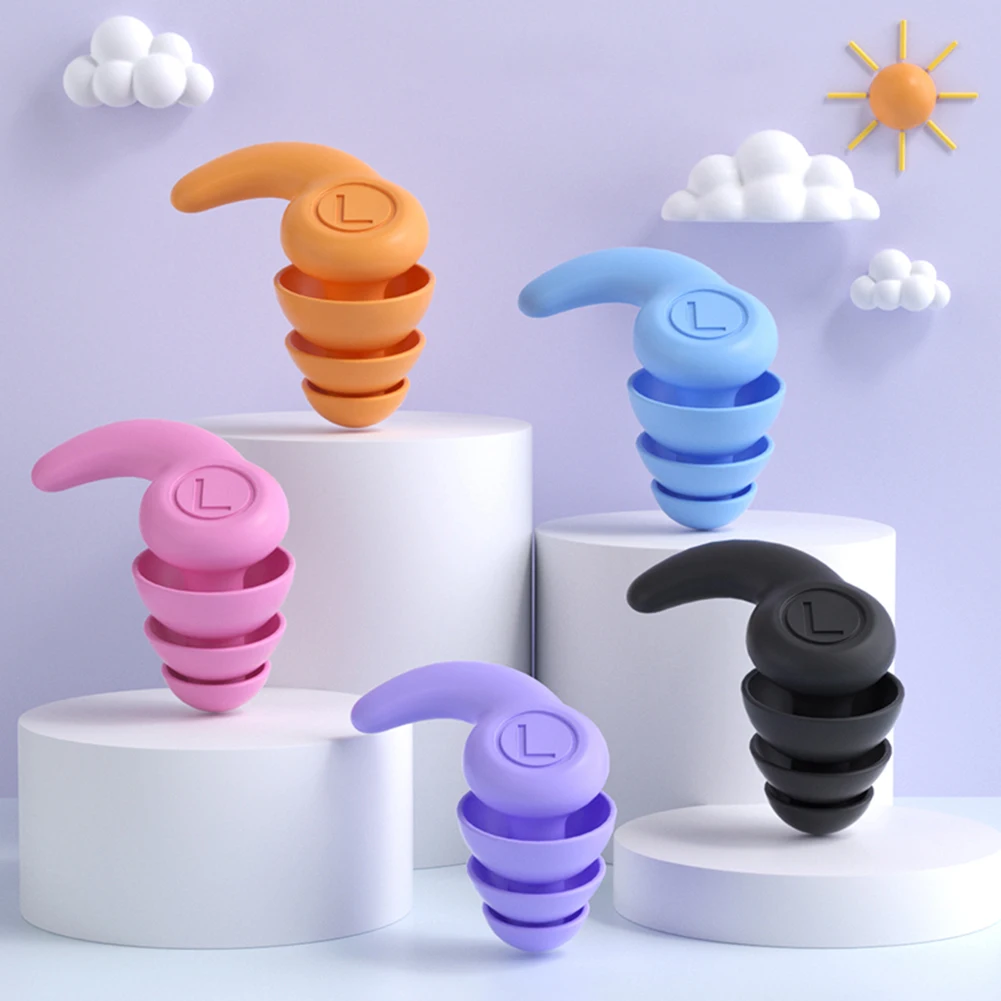 1 Pair Silicone Sleep Ear Plug Waterproof 3 Layers Ear Protector Canceling Noise Reduction Soundproof for 5-12 Year Old Children