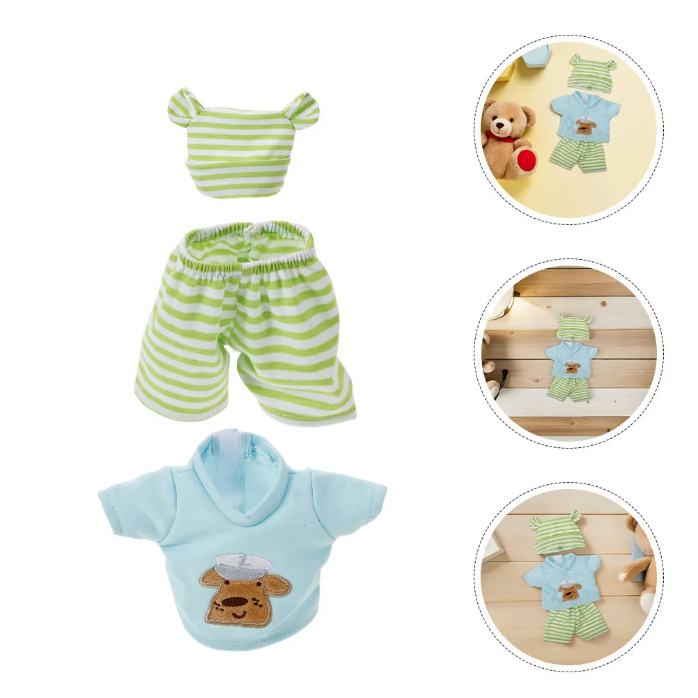 

2Set Striped Baby Clothes Outfit Cotton Hat 10 Inch Vinyl for Dress-Up Pretend Play Wardrobe Playhouse Accessories