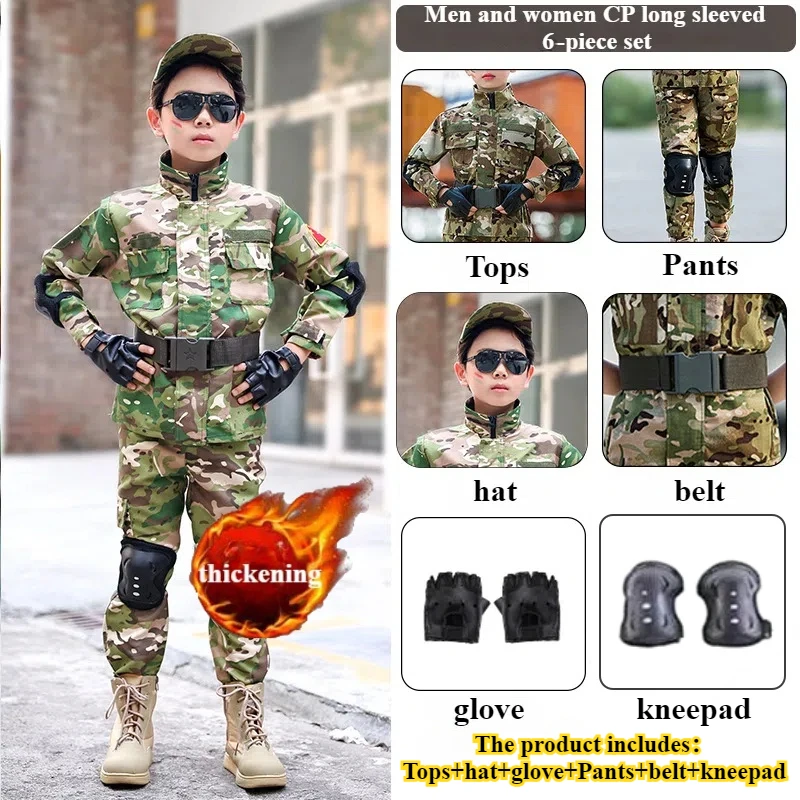 Tactical Military Uniform for Children's Day Camouflag Disguise Adult Halloween Costume for Kid Girl Scout Boy Soldier Army Suit