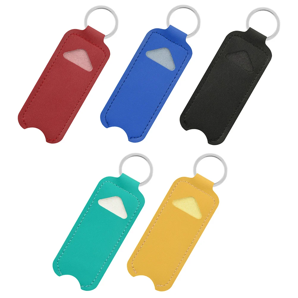 

5 Pcs Lipstick Bag Key Chain Holder Elasticity Pu Cover Small Bottle Sleeve Pouch