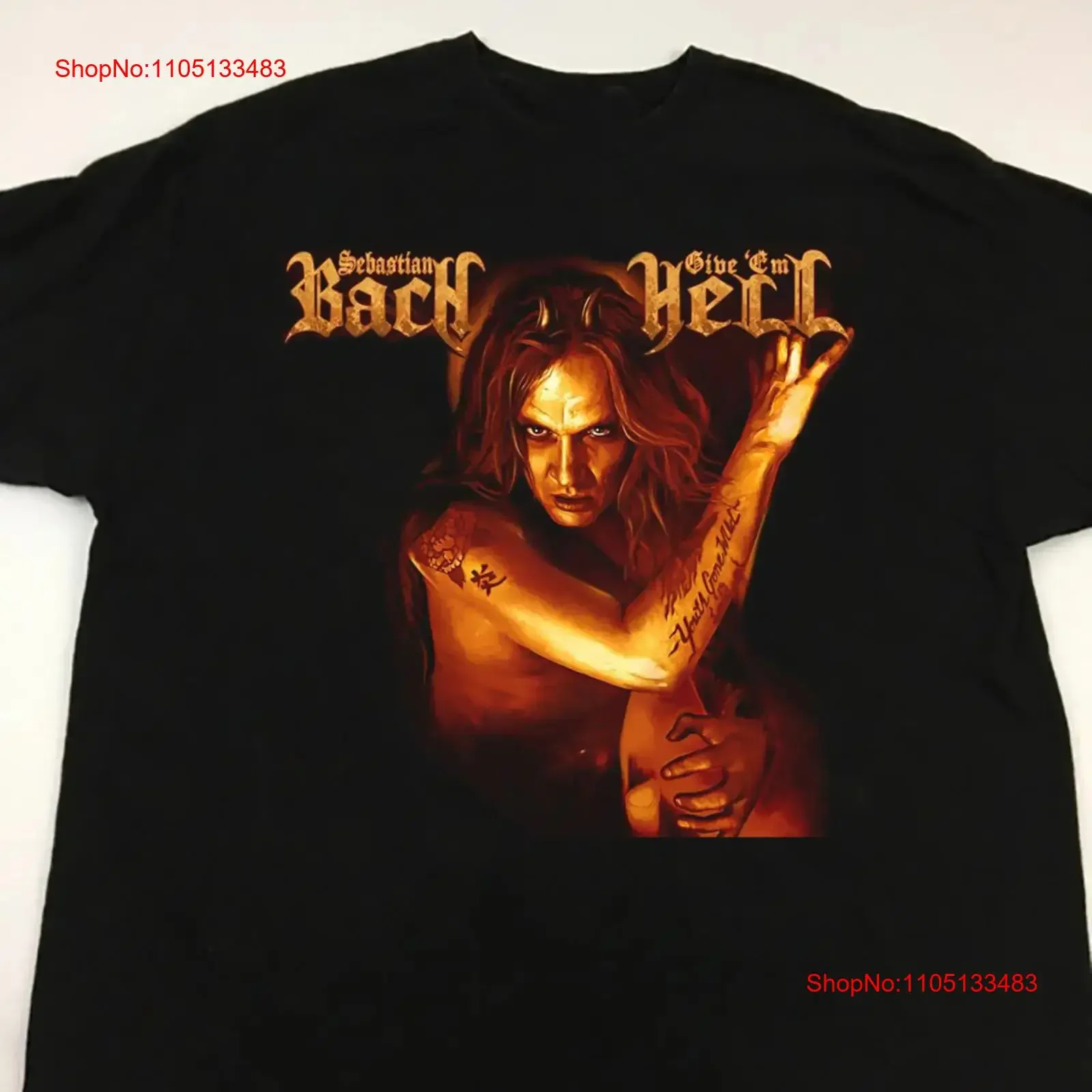 جديد شعبي SEBASTIAN BACH Give 'em Hell تي شيرت أسود للجنسين S 234XL خمر غسلها مصمم الملابس موضة أنيقة أوم #1