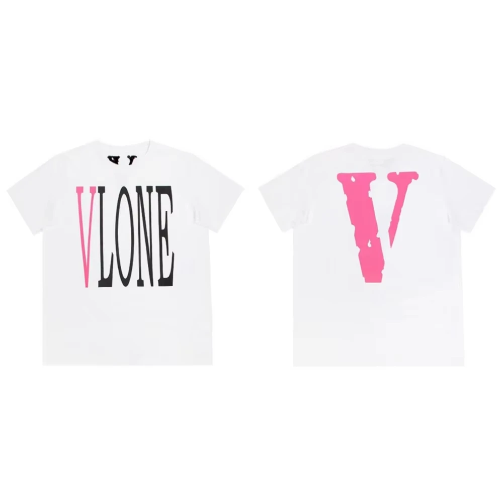 2025 Vlone Short Sleeve T-shirt Men and Women V Country Tide Brand American High Street Retro Half Sleeve T-shirt Summer Gothic