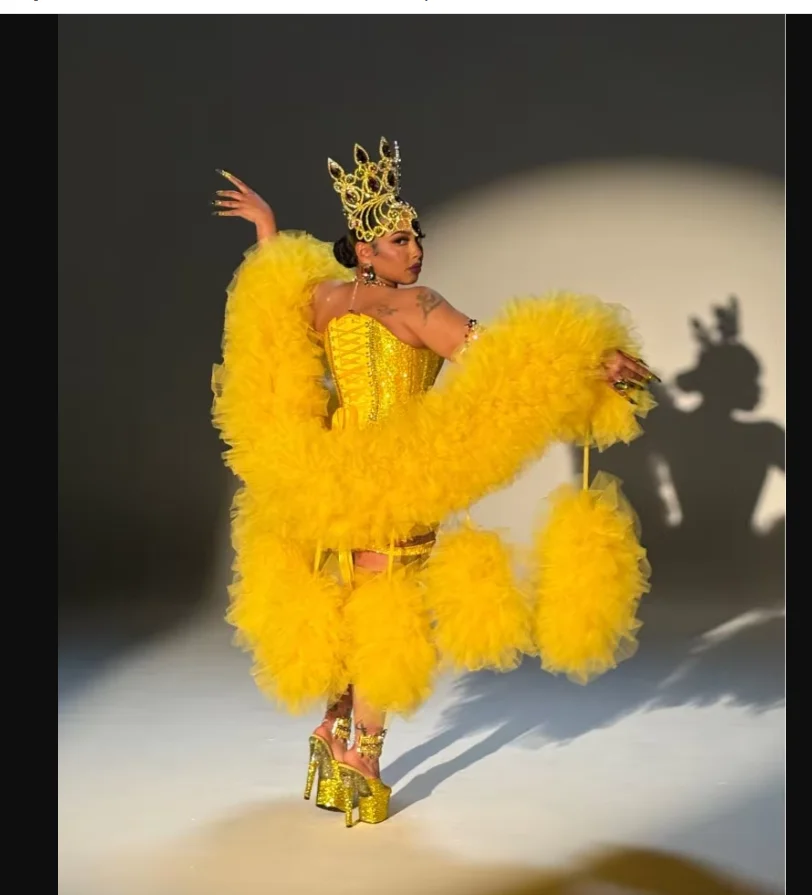 Yellow Tulle Funny Performance Boa Wedding Shawl Cross Dressing Queen Boa
