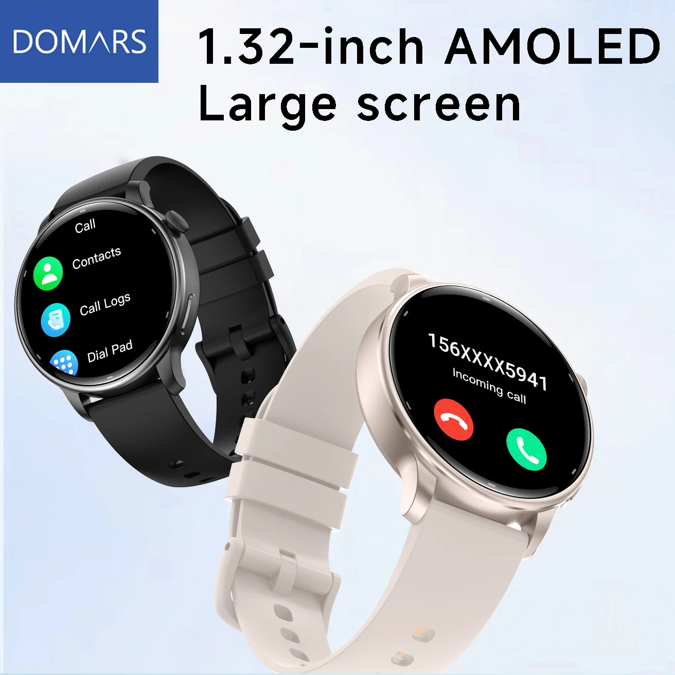 Domars 1.32 inch Smartwatch Full Touchscreen GPS 14 Sports Mode, Heart Rate Blood Oxygen Monitoring 30 meter Water Resistance