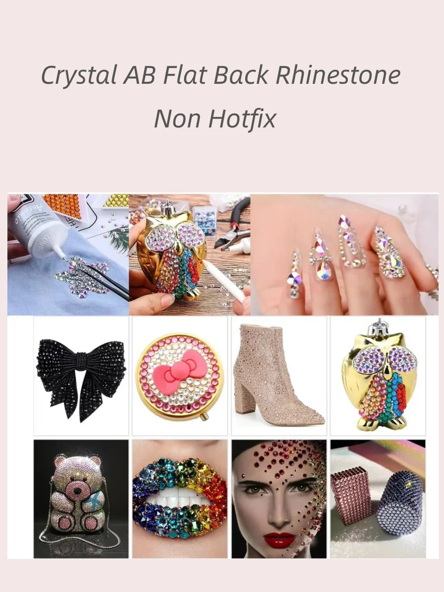 Kristallglas Nicht Hotfix SS6-SS30 Regenbogen Opal Metallic Glitzer Bling Maniküre Strass Kleber auf Flatback Strass Perlen für DIY – Detail 2