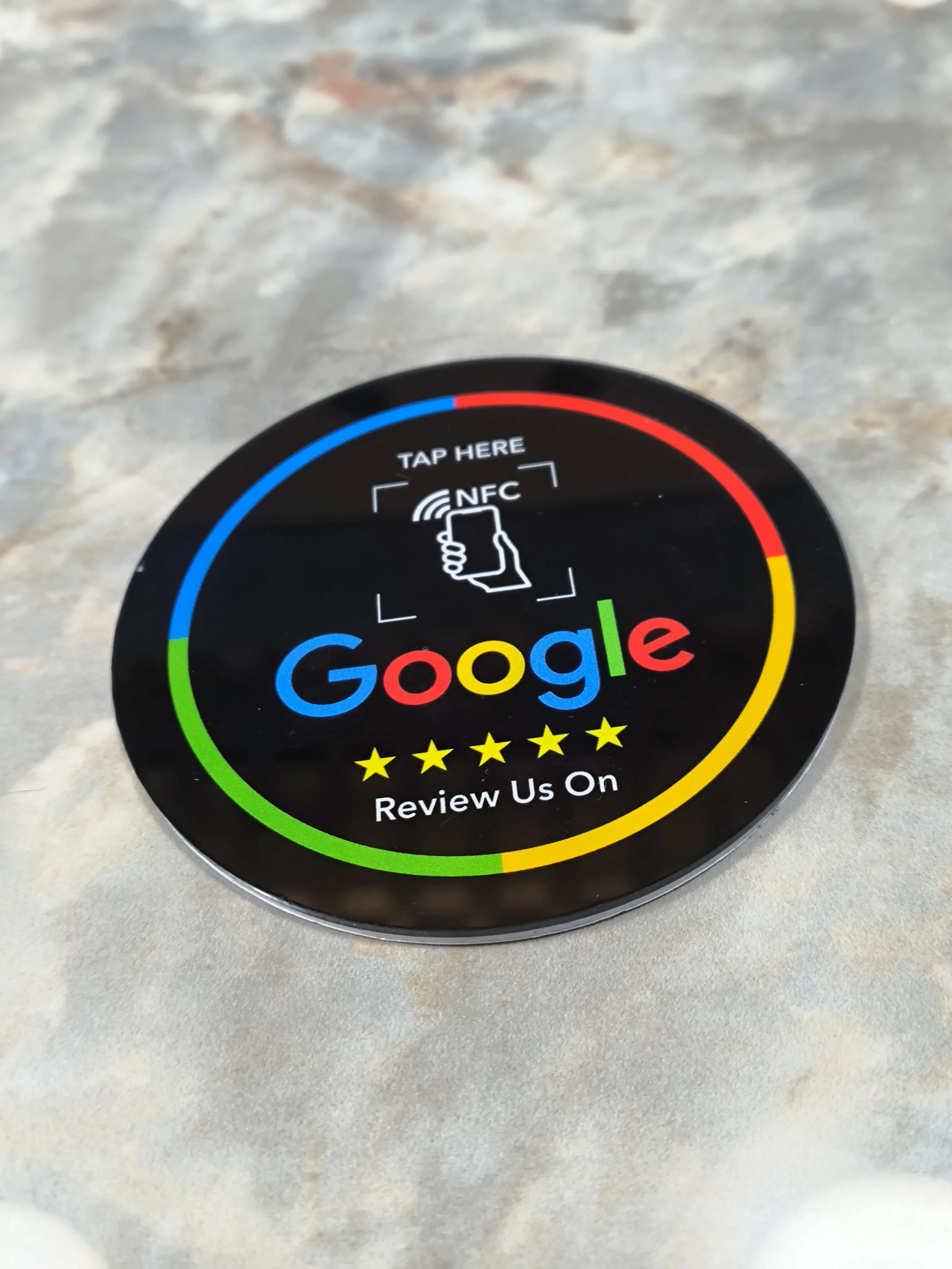13,56 MHz programmierbare Google Round Review Card NFC Round Card NFC Google Review Display Runder Patchkarten-Markenhalter
