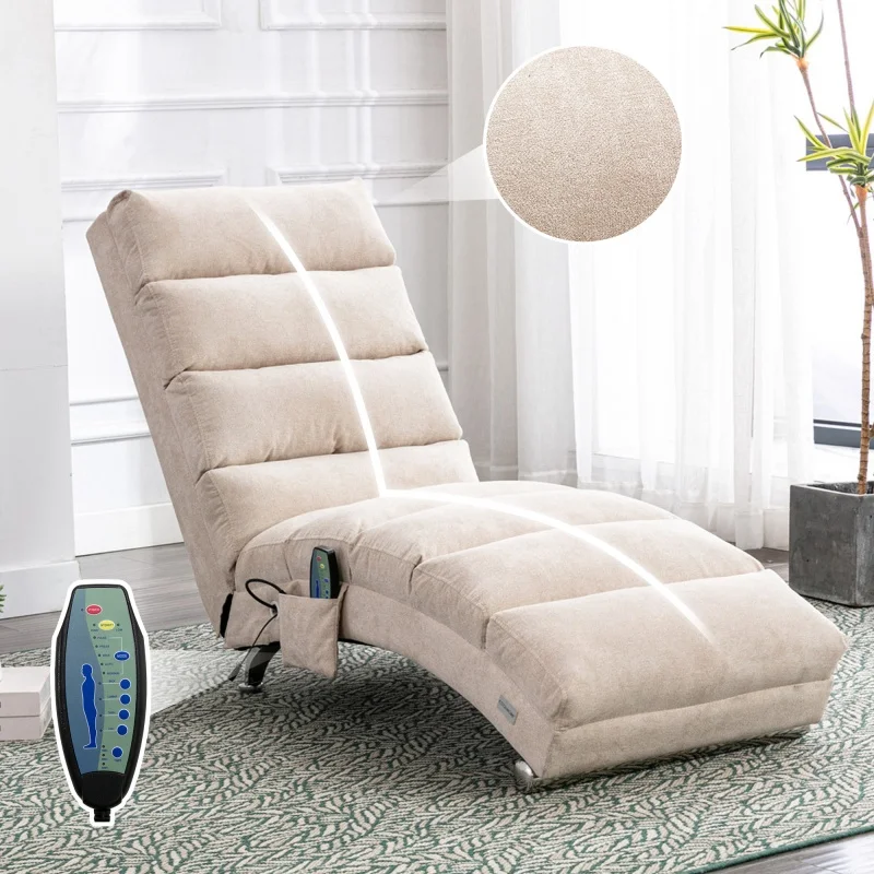 #Luxury Upholstered Chaise Lounge Chair Vibration Modern Fixed Back Fabric Leisure Recliner Sofa For Living Room