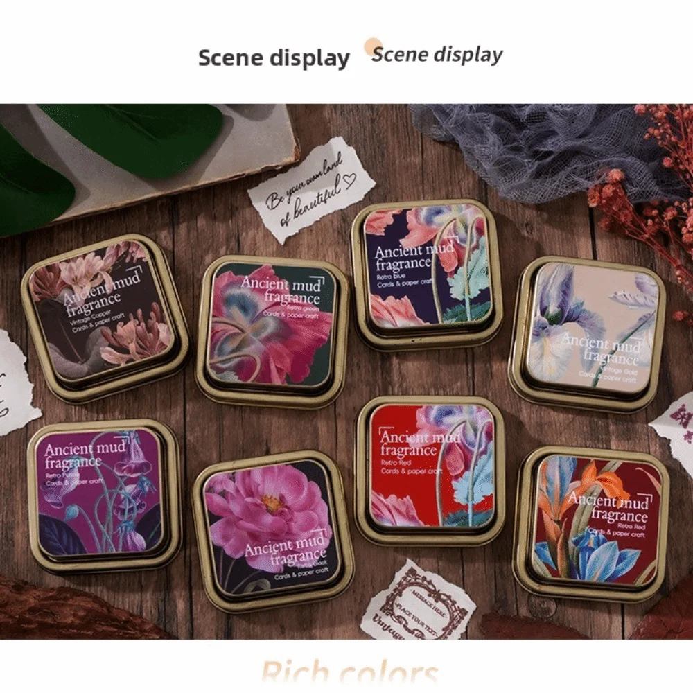 New Universal Student Ink Pad Square Multiple Colors Self Ink Stamp Oil-based ink & felt Stationery Inkpad Holiday Gifts