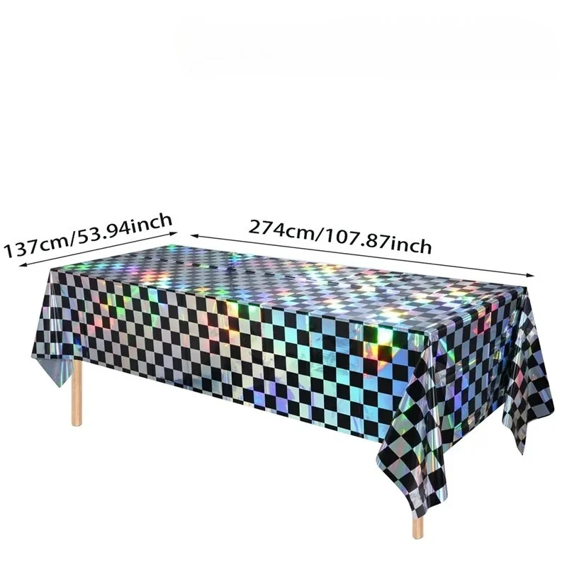 1/3/5PCS Laser Tablecloth Disposable Laser Tablecloth Chessboard Pattern Carnival Banquet Party Decor Supplies Decoration Tools