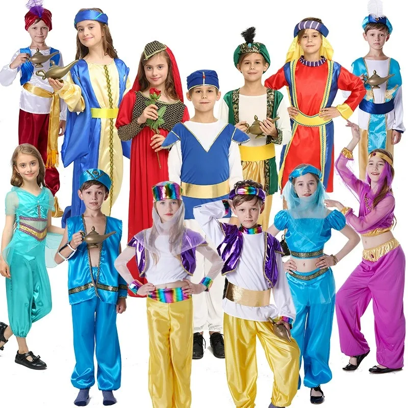 Cosplay para niños, lámpara mágica de Aladino, juego de Príncipe, trajes de espectáculo escénico para niños árabes, conjuntos de genio para Halloween, traje de fiesta de Carnaval