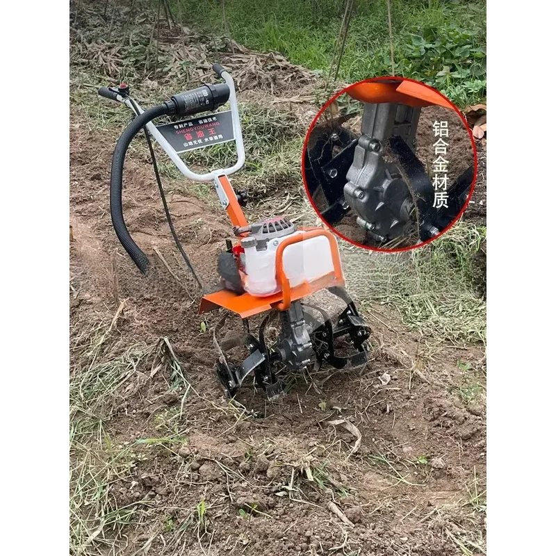 Micro-Tillator Small Agricultural Gasoline Rotary Tiller Home Hoe Weeding, Loosen Soil, Open Ditch, Plow