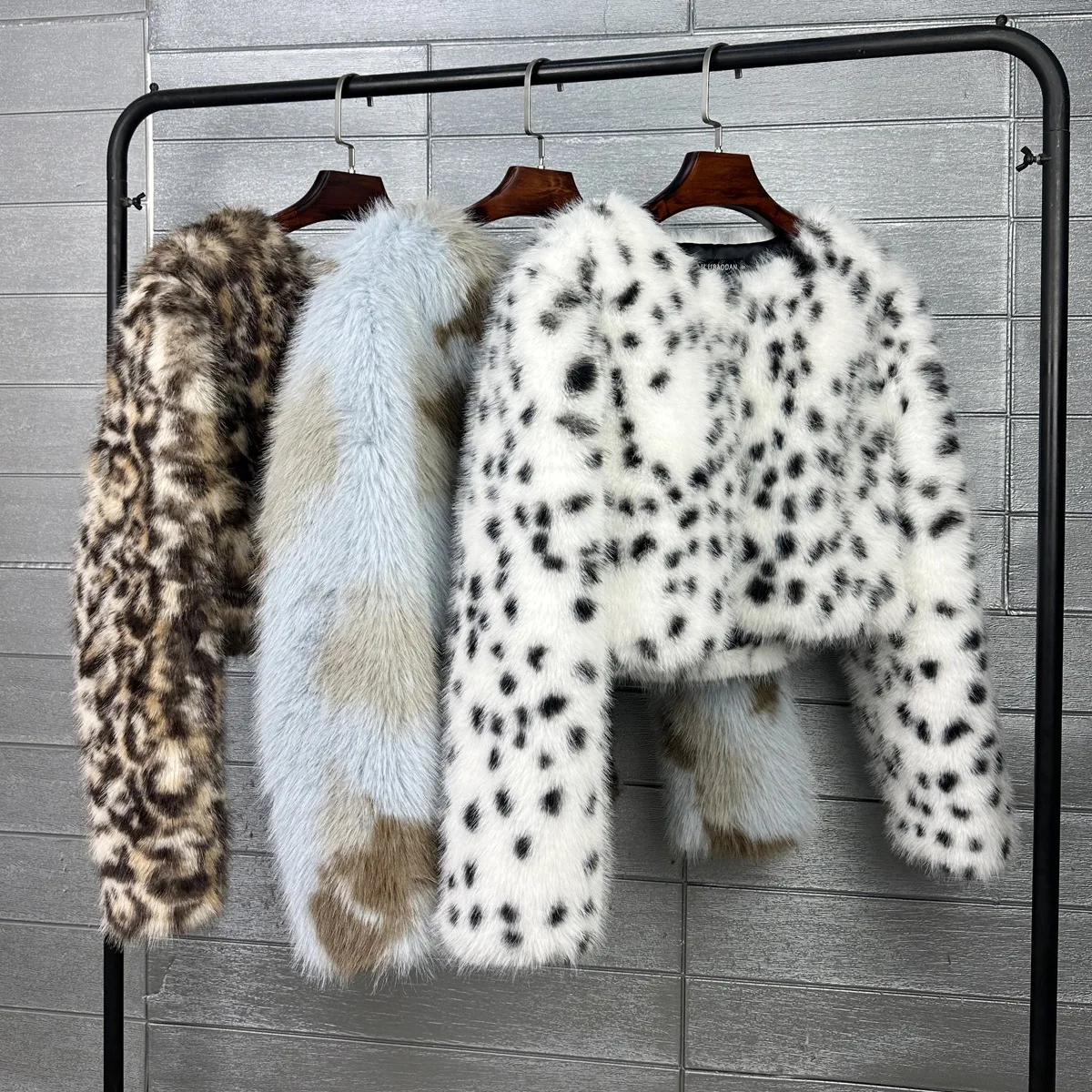 Faux Fur Fox Coats Women Jackets Turn Down Collar Short Coat Print Thick Warm Y2k Streetwear Jacket Work Outerwear Autumn Winter