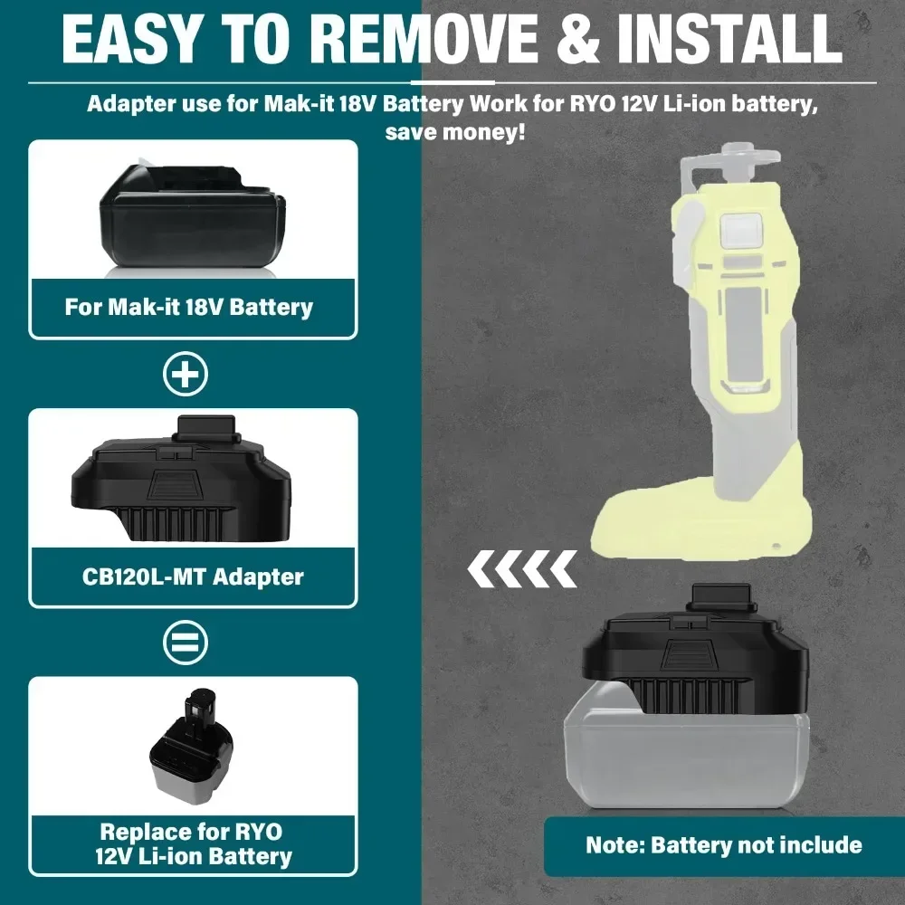 

CB120L-MT Battery Adapter Converter for Makita 18V Lithium Batteries Converter To for Ryobi 12V Lithium Battery Power Tool Drill