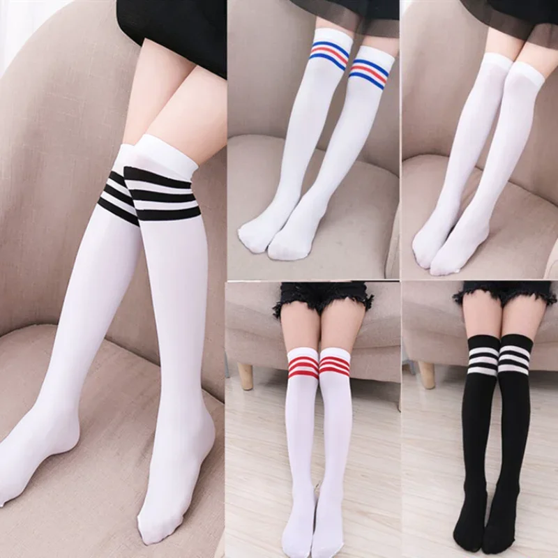 Baby Boys Girls Sports Knee High Long Socks Velvet Thin Breathable Stripe Soft Kids Sock Children School Uniform Socks