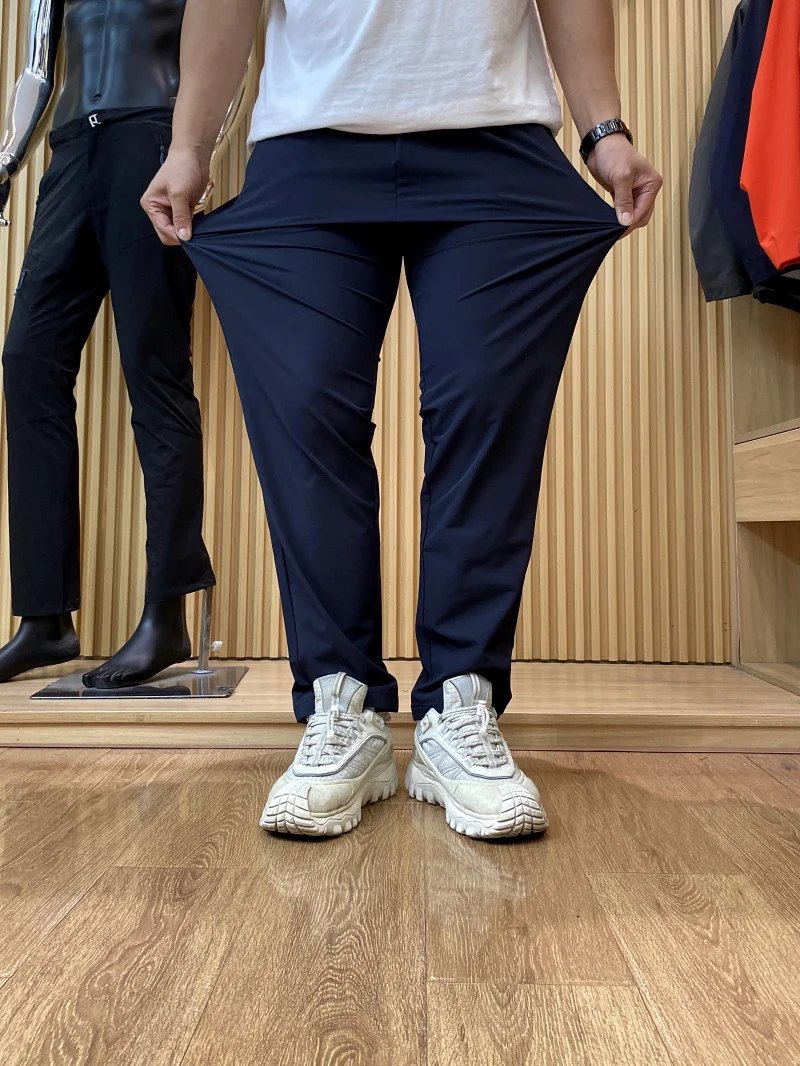 Celana Panjang Pria Outdoor Olahraga Kasual Model Lurus Bahan Campuran Nilon Poliester, Cepat Kering, Bernapas, Elastis, Tahan Air, Trendi Musim Panas