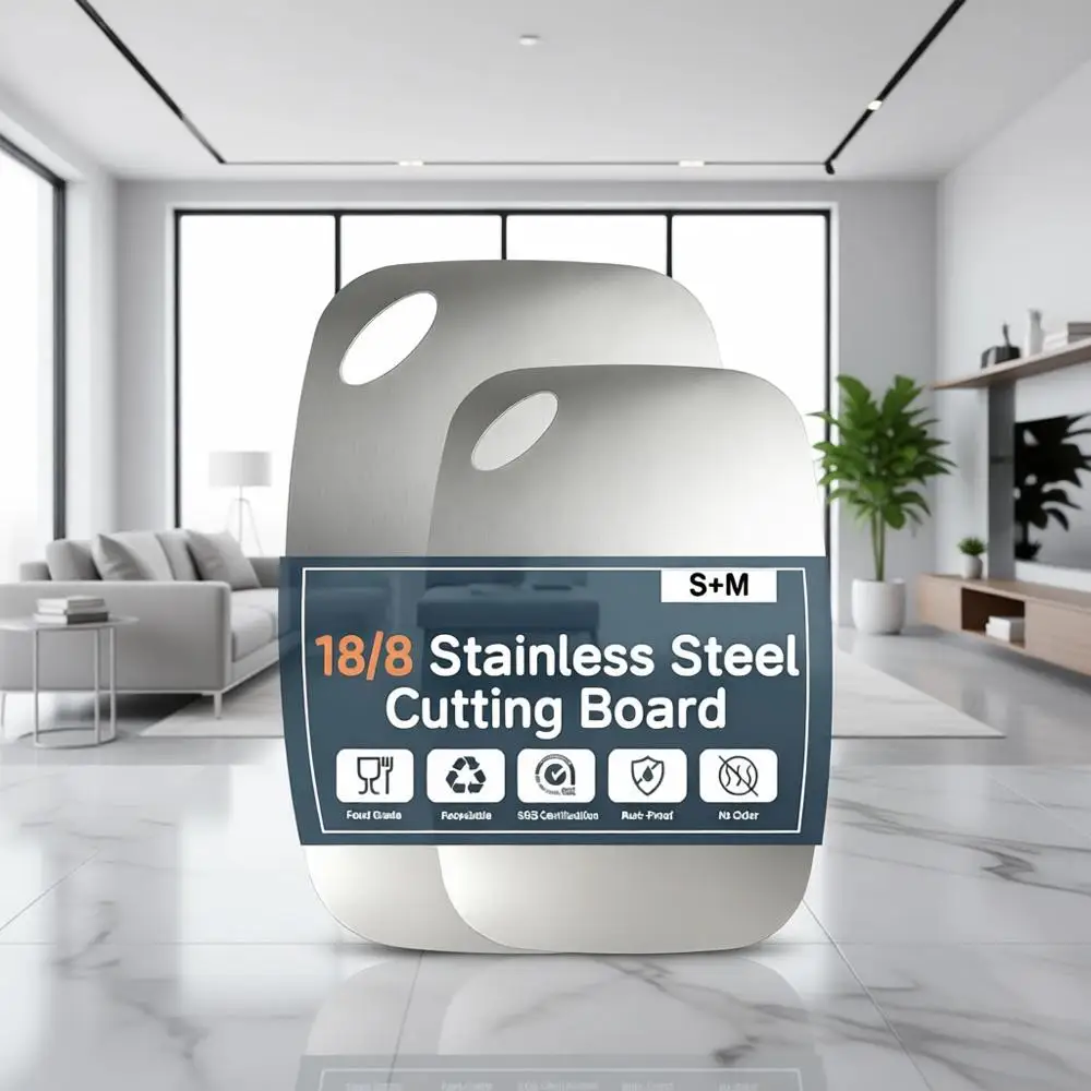 

Набор двусторонних разделочных досок из нержавеющей стали, 2 штуки, идеально подходят для подготовки продуктов на кухне, мяса, овощей и фруктов, можно мыть в посудомоечной машине.