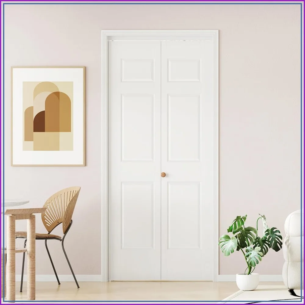 6 Panel Bifold Closet Door 32x80, Hollow Core Folding Door with Hardware, White Primed