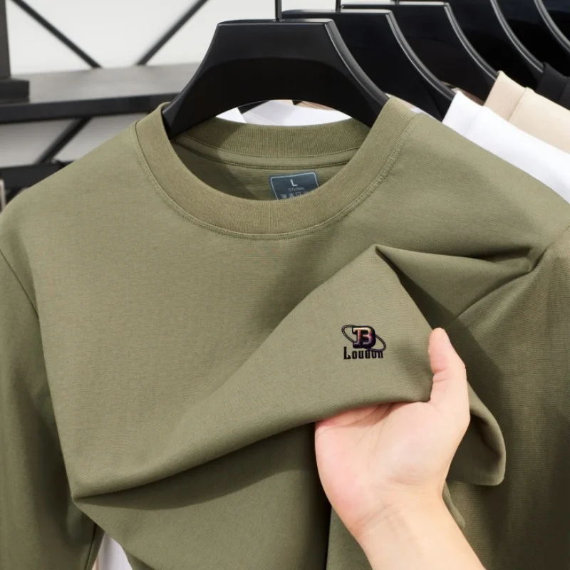 Men Spring Autumn Solid Color Long Sleeve Round Neck Tshirt Daily Commut Soft and Skin friendly Fashion  Loose Versatile Men Top