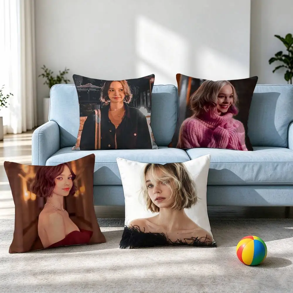 Emma M-Myers A-Actress  Square Double-Sided printed Pillow Case Bedroom Bedside Pillow Sofa Cushion Cover Gift