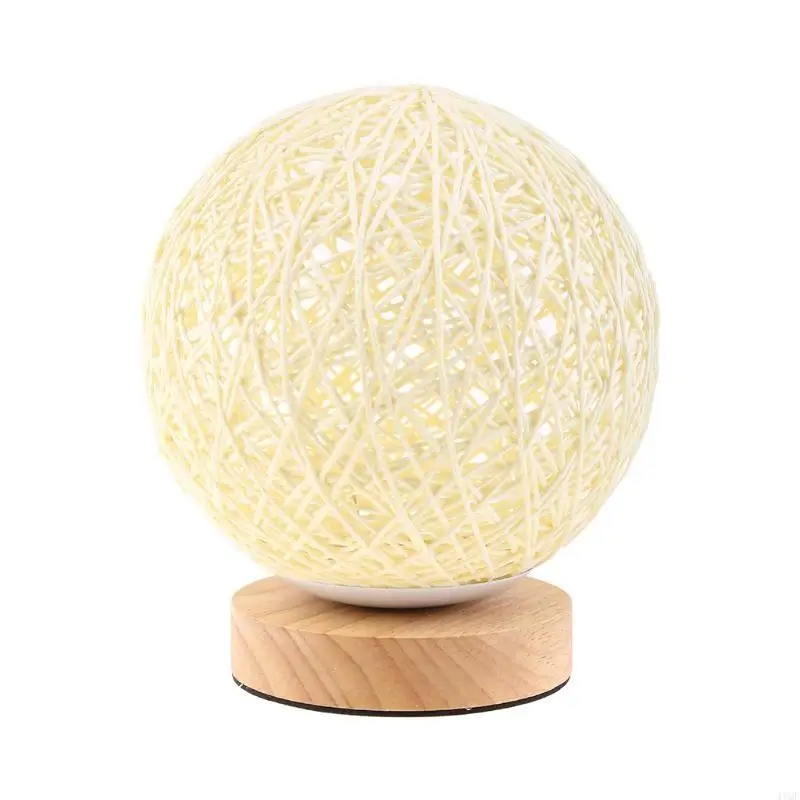 

for Creative Rattan Ball Bedside Table Lamp with Hand Knitted Lampshade