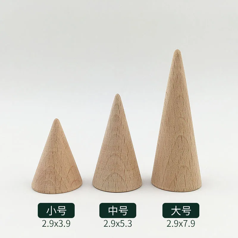 Wooden Ring Tray Beech Wood Oblique Conical Ring Display Stand, Jewelry Storage Supplies, Counter Display Decoration Wholesale