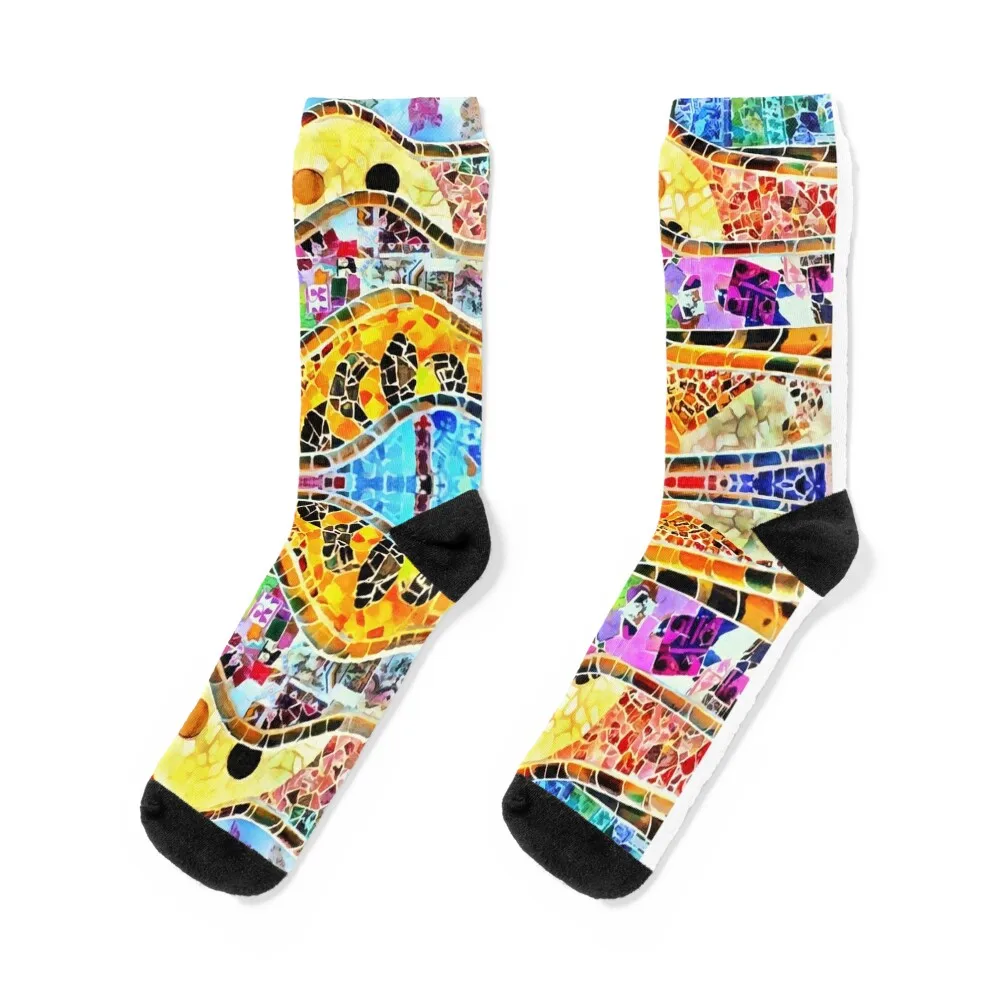 

Gaudi Barselona mosaic Socks set short hiking cycling Socks For Girls Men's set colored summer Boy Socks Women's