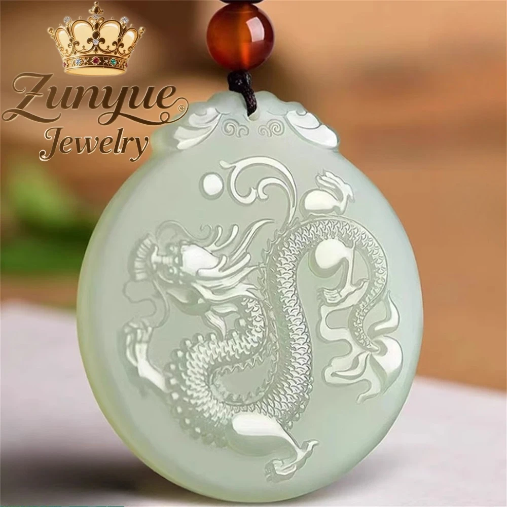 

Natural Jade Dragon Pendant, Jade Pendant Blue And White Jade Zodiac Necklace Fashion Jewelry Best Selling Exquisite Elegant