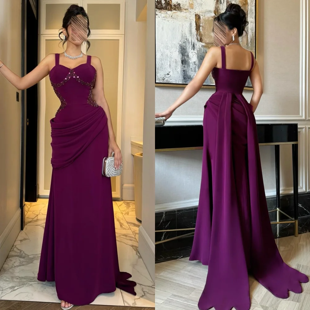 Customized High Quality Sparkle Jersey Rhinestone Beading Mermaid Spaghetti strap Long Dresses Bespoke Occasion Dresses Matching