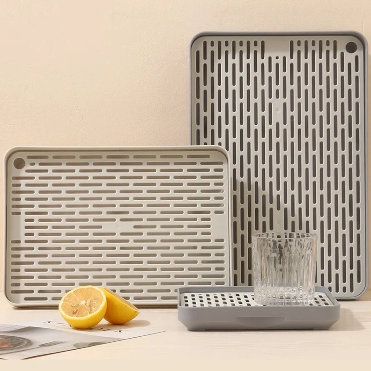 

Kitchen Organizer Drain Tray Multifunction Storage Rack Dish Drying Tray Sink Organizer Fruit Basket Space Saving Tea Tray White
