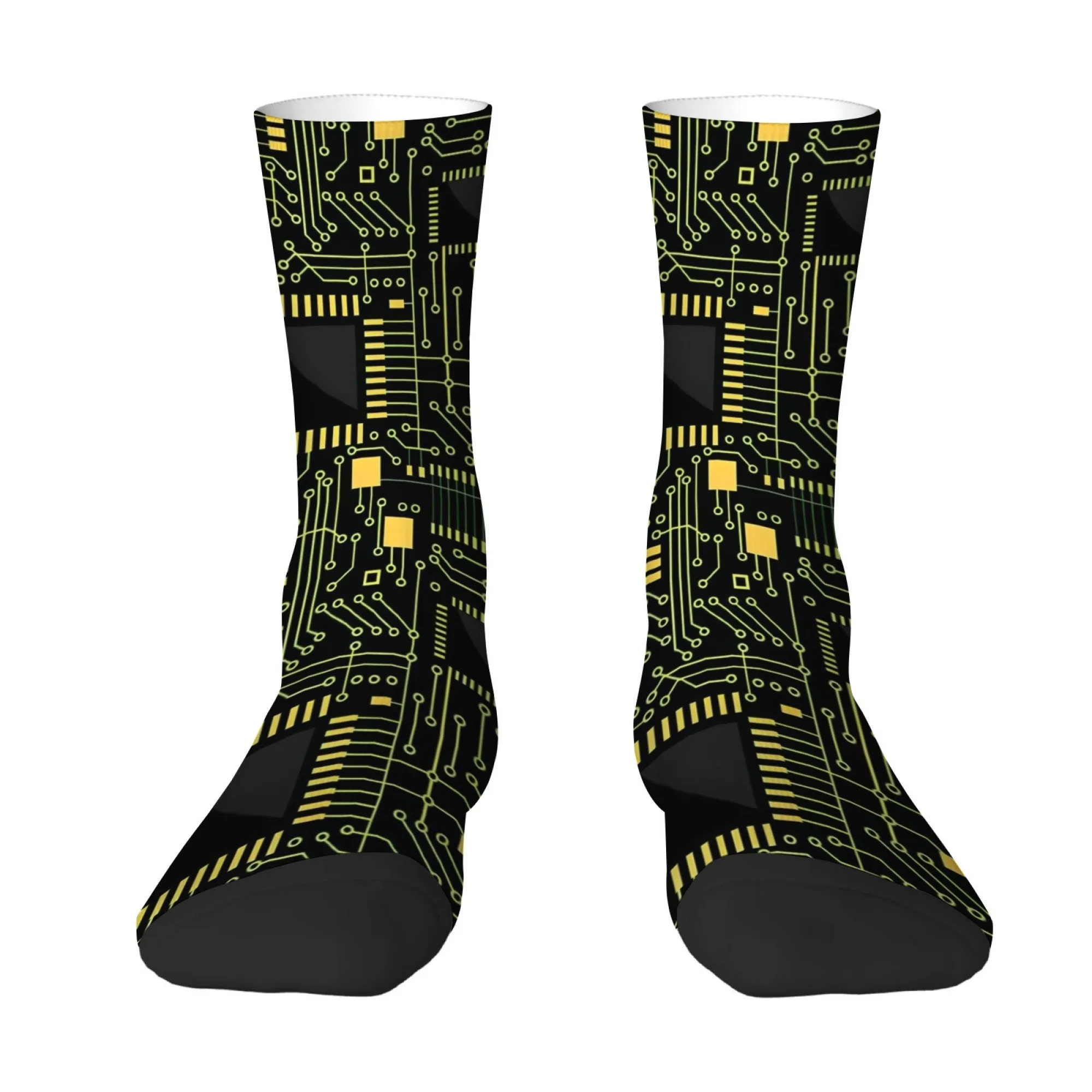 Tech Electronics Circuit Board Socks Novelty Funny Men's Socks Harajuku Style Street Hip-Hop Happy Trend Socks Crazy Party Gifts