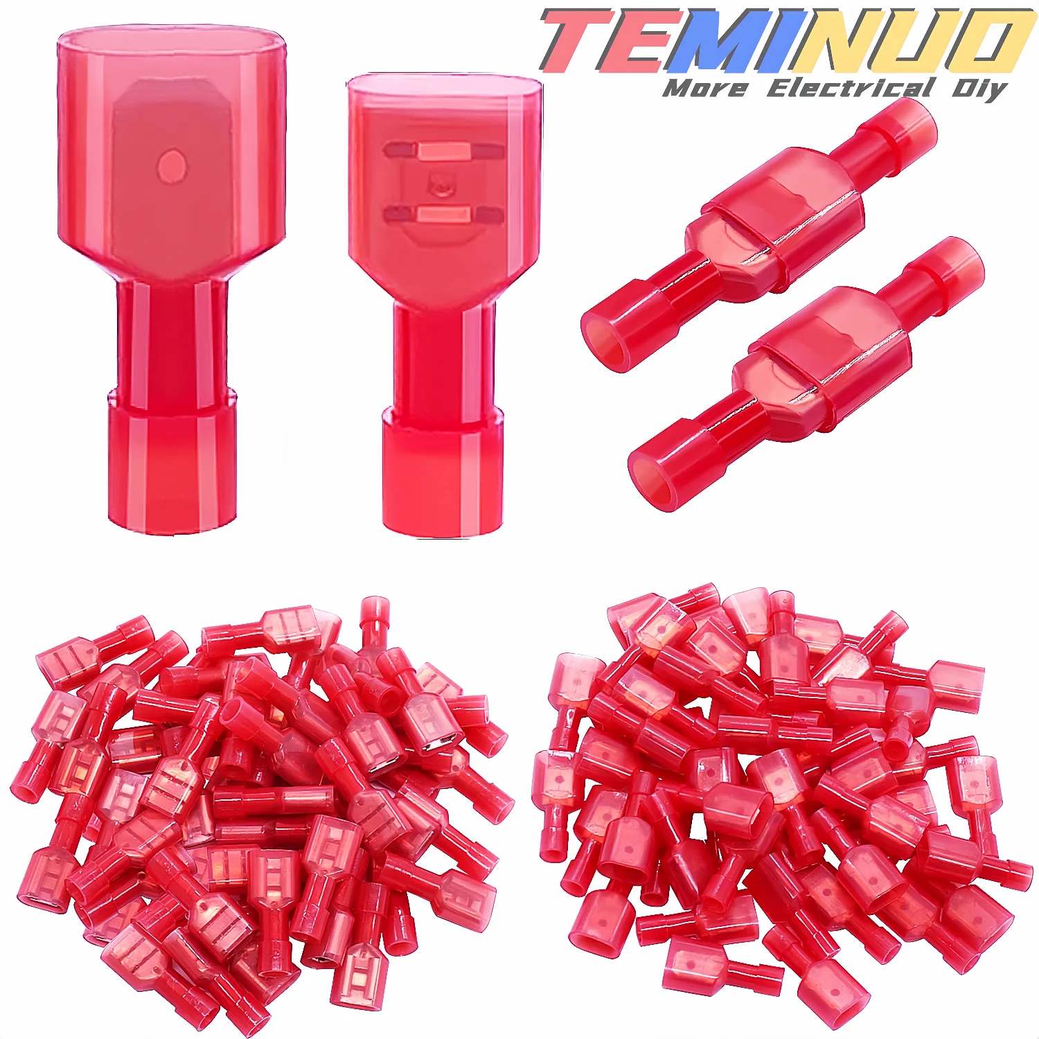 100/80/60 stks nylon spade draad connector, 22-10 awg gauge elektrische volledig geïsoleerde crimps terminal connectoren