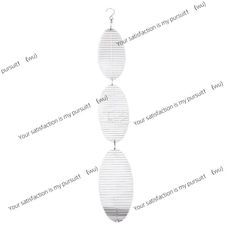 Rotating wind chimes, wind rotating mirror stainless steel 3 fish bone reflective catcher, garden bird repelling iron art