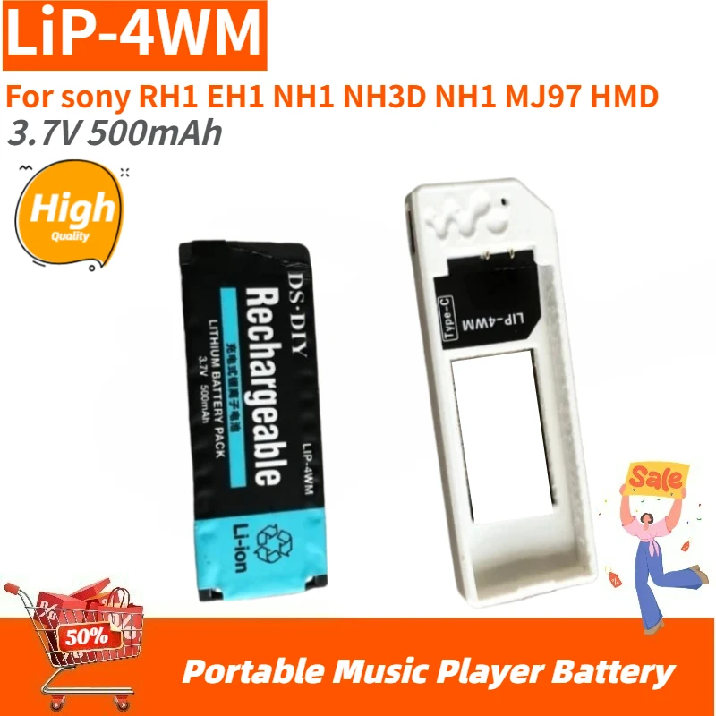 

Высококачественная портативная батарея для музыкального плеера LiP-4WM 3,7 В 500 мАч для Sony NH1 NH3D RH1 EH1 NH1 MJ97 HMD, новая сменная батарея