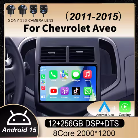 Android 15 Car Radio Multimedia Player For Chevrolet Aveo 2 Sonic T300 Autoradio CarPlay Navigation GPS 5G 2din