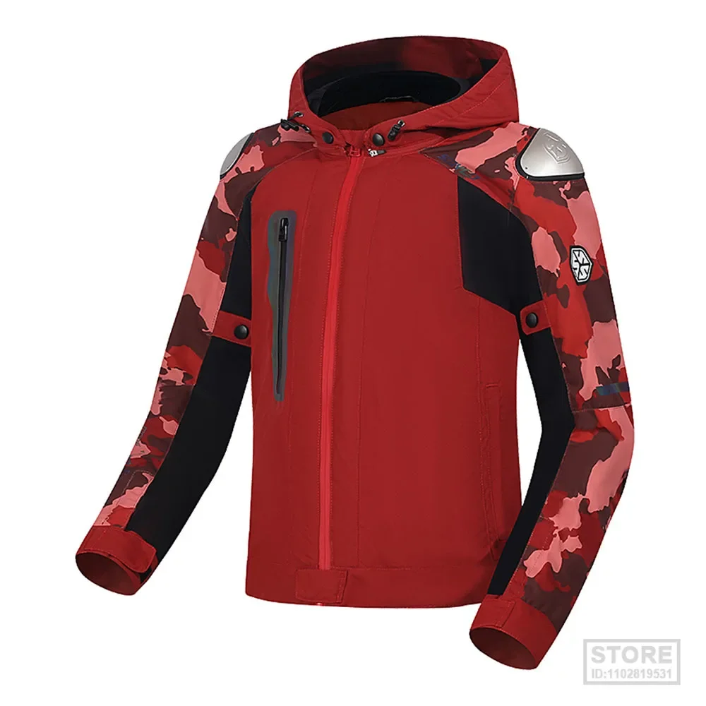 

Red Reflective Motorcycle Protection Equipment Wear-resistant Jacket Anti-fall Motocross Waterproof Biker Coat