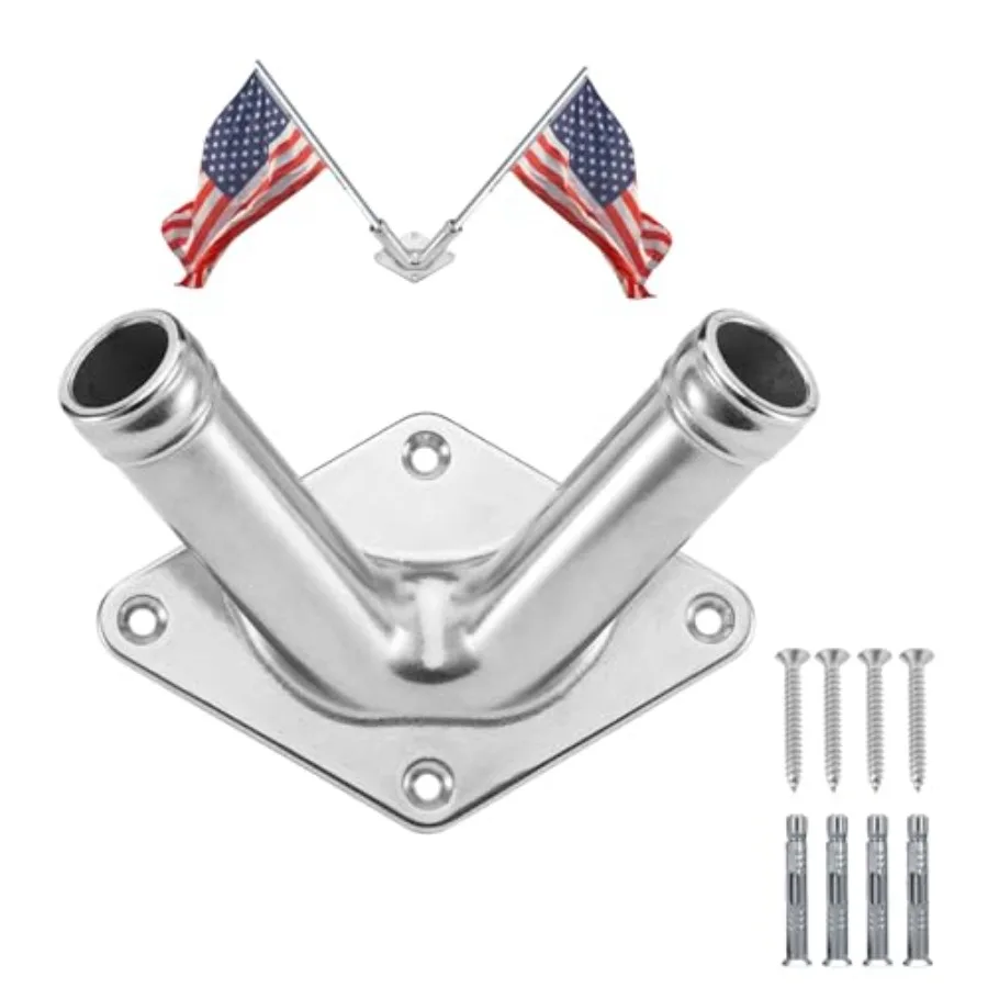 

Flag Holder, 316 Stainless Steel v Flag Pole Bracket, Heavy Duty Double Flag Pole Mount for House, Yard, Porch 1 inch