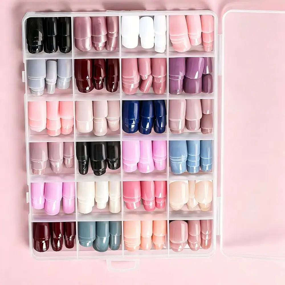 

576 шт. французских готовых к использованию однотонных накладных ногтей, короткие квадратные, с полным покрытием, для ежедневного использования, для самостоятельного маникюра и использования в салонах.