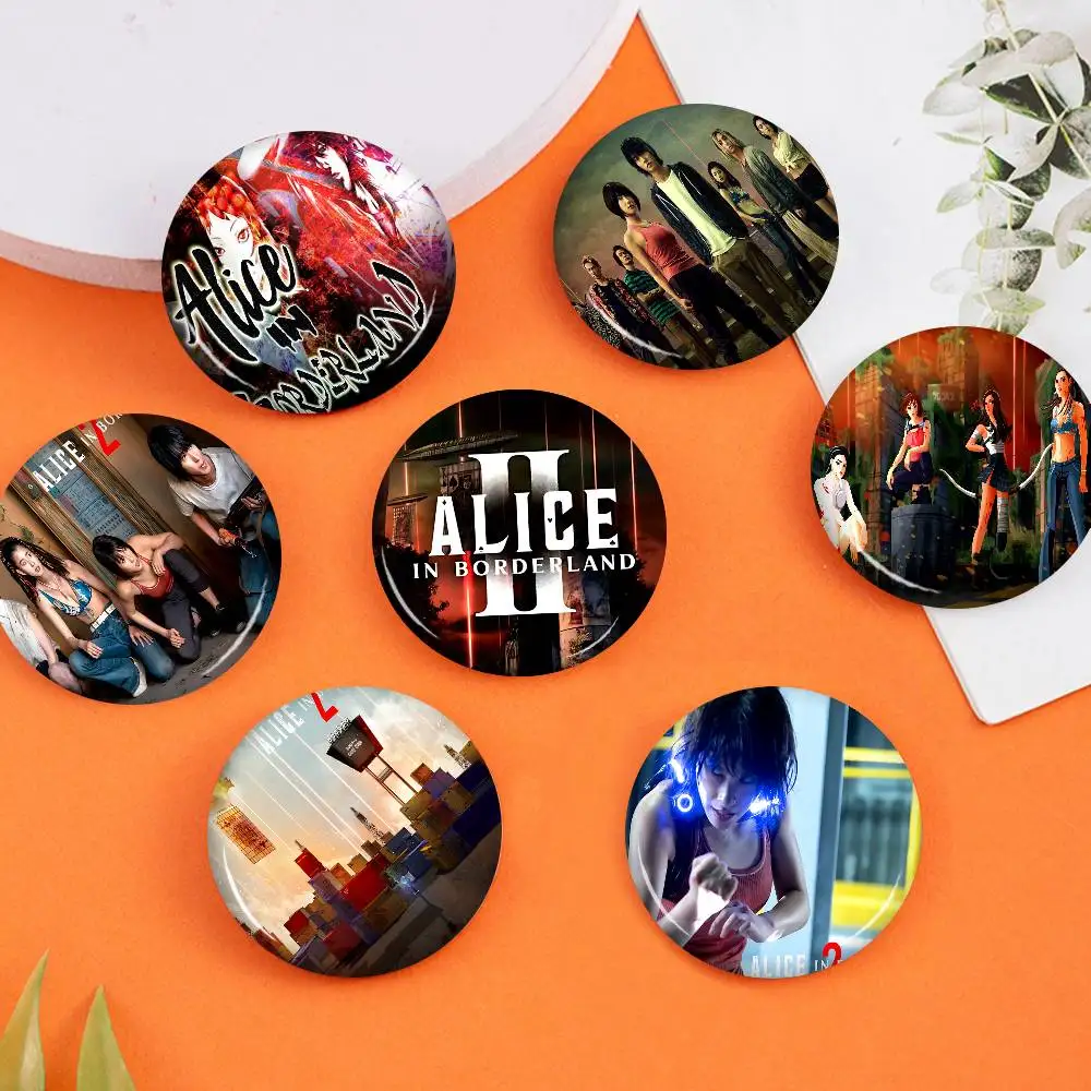 Thriller TV Alice In Borderland Classic Cartoon Brooches Anime Badge Round Handmade Brooch Lapel Pins Jewelry for Backpack