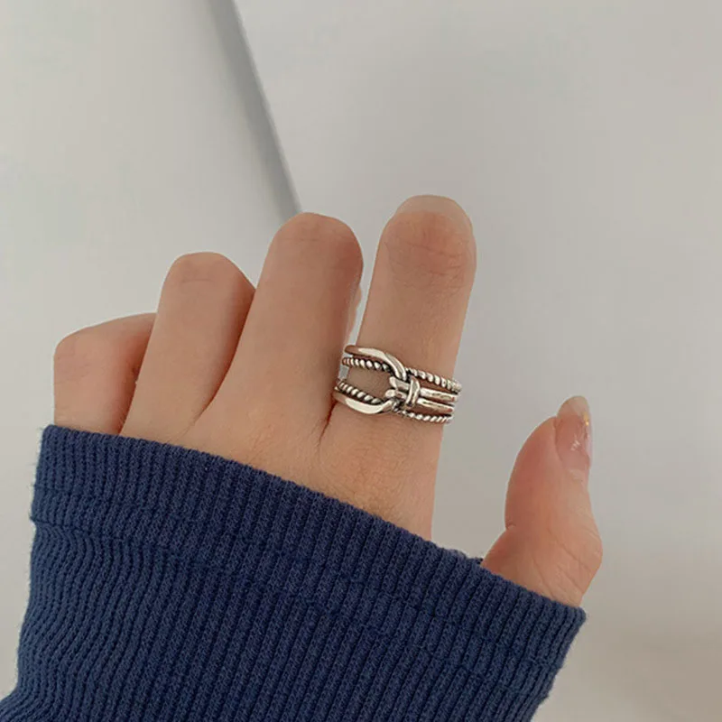 Women's 925 Sterling Silver Retro Open Ring, Unique Design