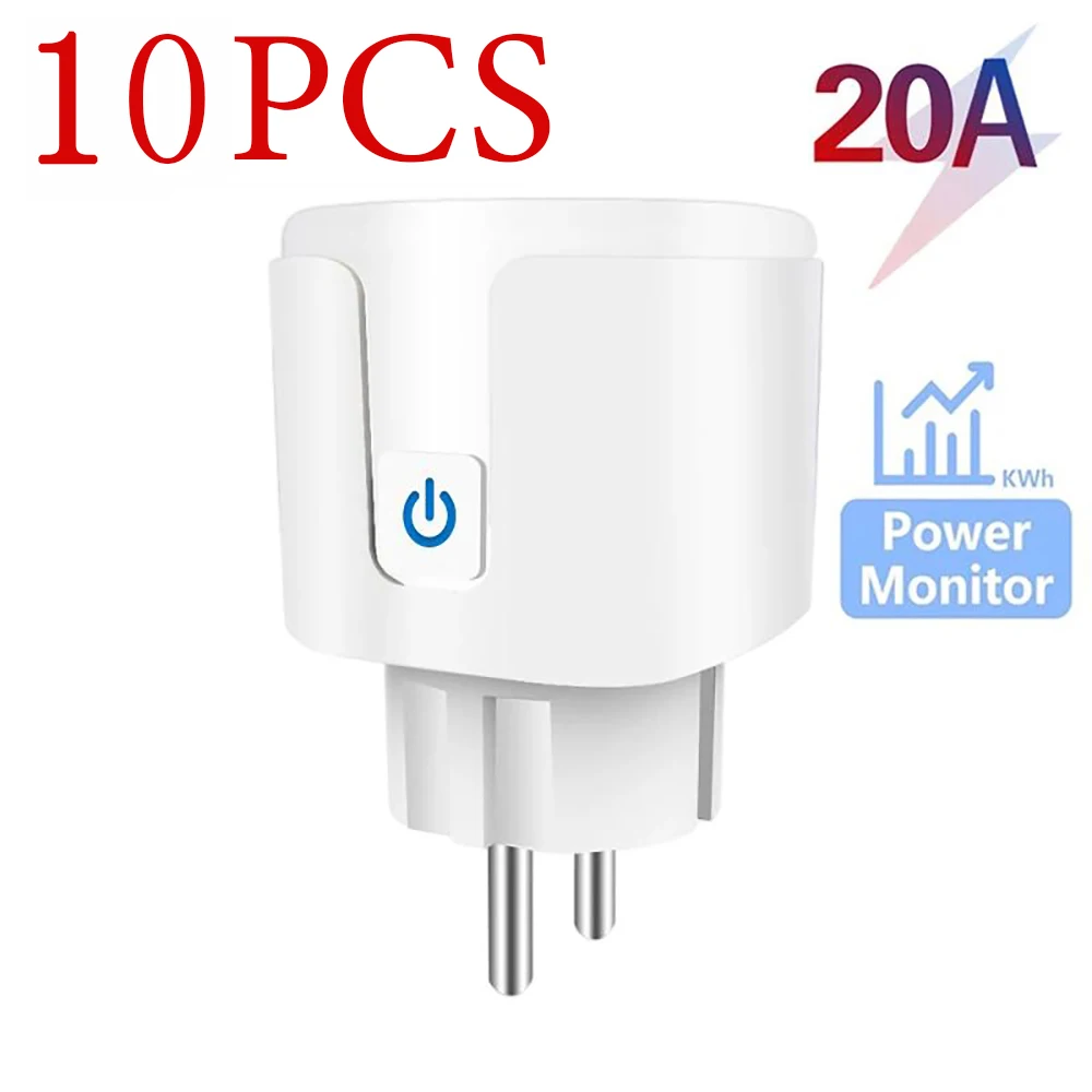 Tuya WiFi Smart Steckdose 16A/20A EU Smart Socket mit Stromüberwachung und Zeitschaltuhr, Smart Life Unterstützung für Alexa und Google Home