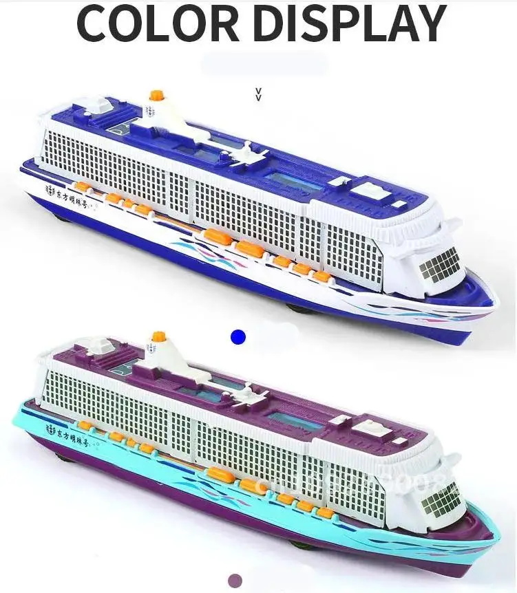 Simulation alloy sound and light pull back cruise boat toy ship ship toy,1:100 metal sightseeing model,yacht