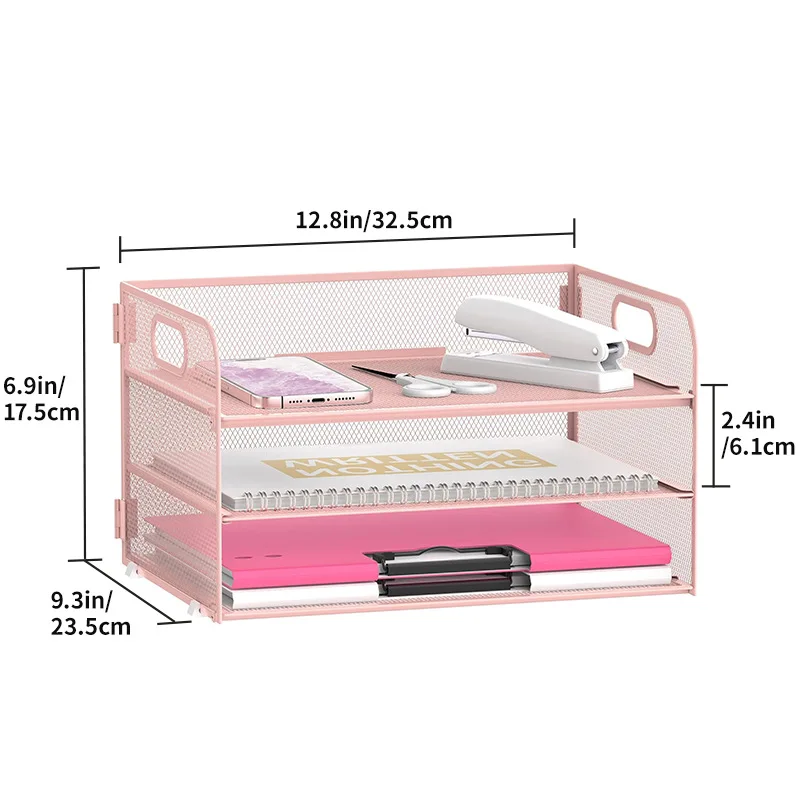 

3-слойный лоток для файлов, офисная корзина для хранения, железная настольная полка, стол, органайзер для документов, книжная полка, многофункциональный органайзер