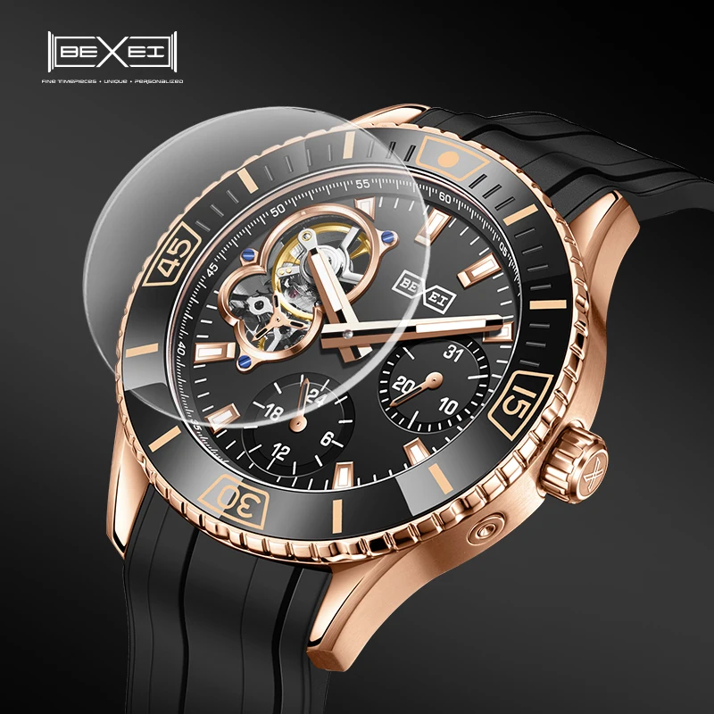 BEXEI 9253 Diving watch mechanical Automatic Movement Man watch sapphire K1 Crystal Business style