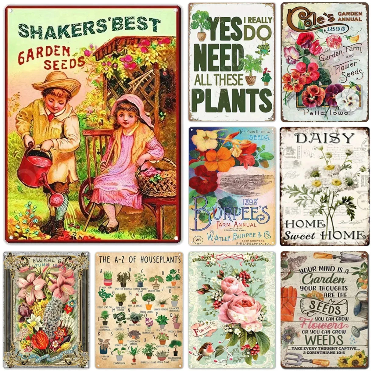 Metal Tin Signs Best Garden Seeds Wall Decoration Plaque Vintage Art Poster Iron Painting for Man Cave Home Cafe Garden Club Bar